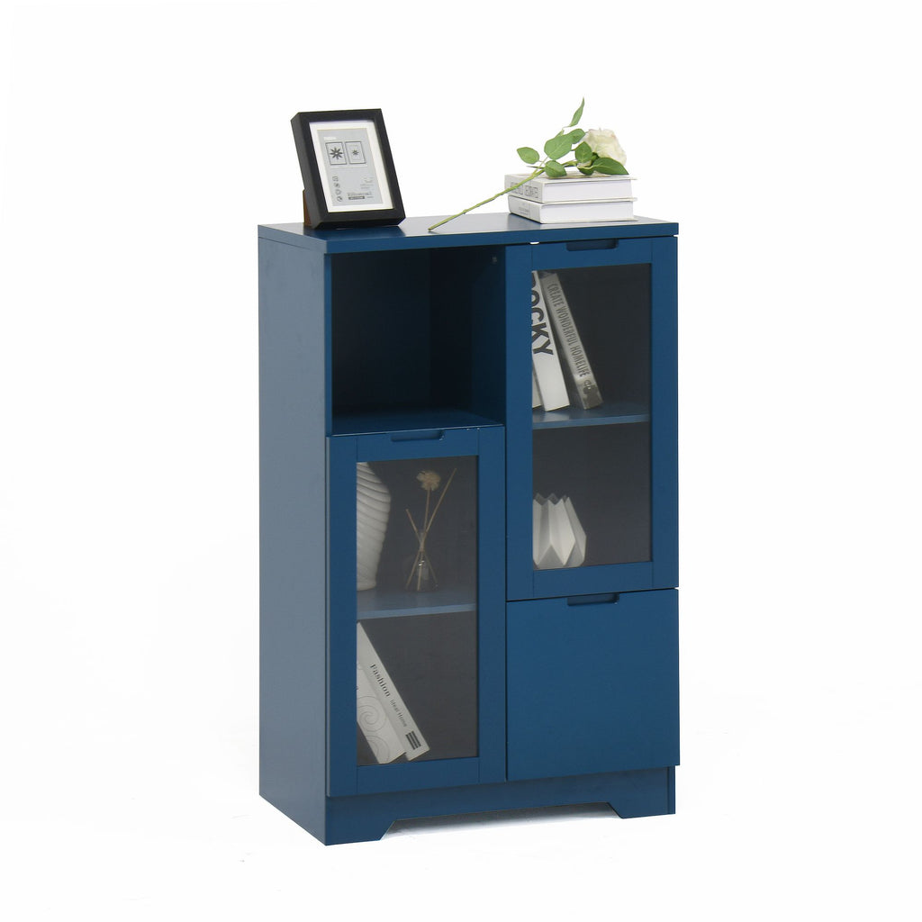 Multipurpose Storage Cabinet with Glass Doors and Adjustable Shelves