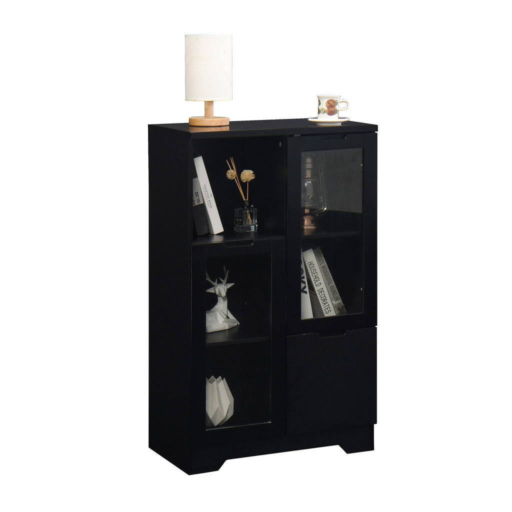 Multipurpose Storage Cabinet with Glass Doors and Adjustable Shelves