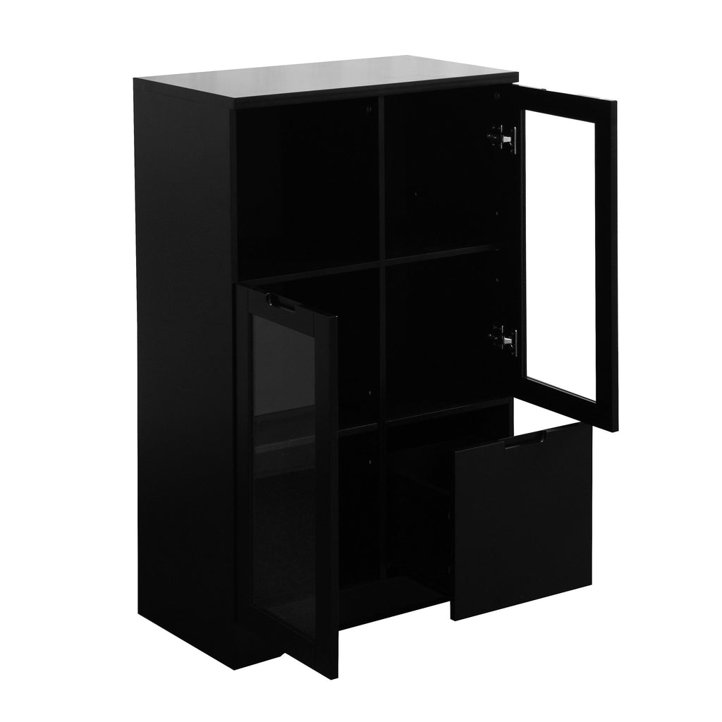 Multipurpose Storage Cabinet with Glass Doors and Adjustable Shelves