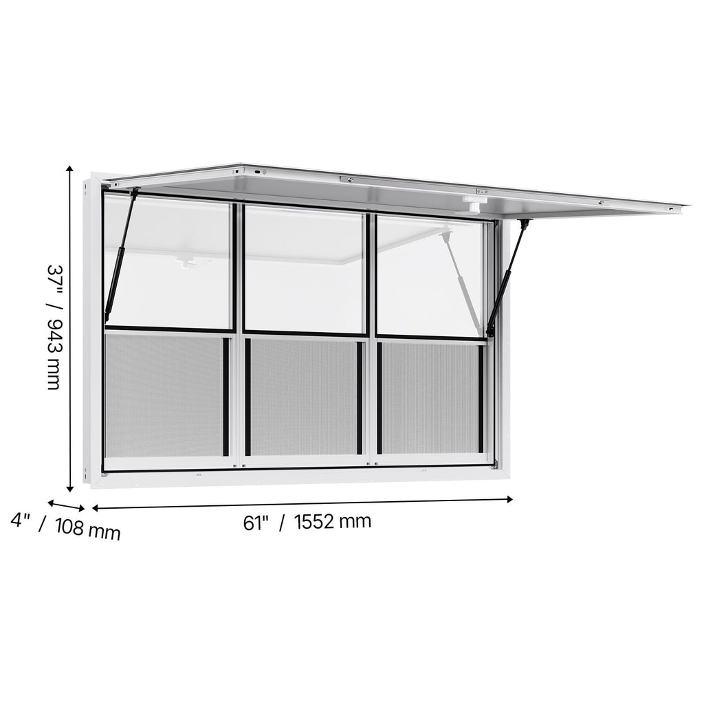 Food Truck Service Window with Six Sliding Panels
