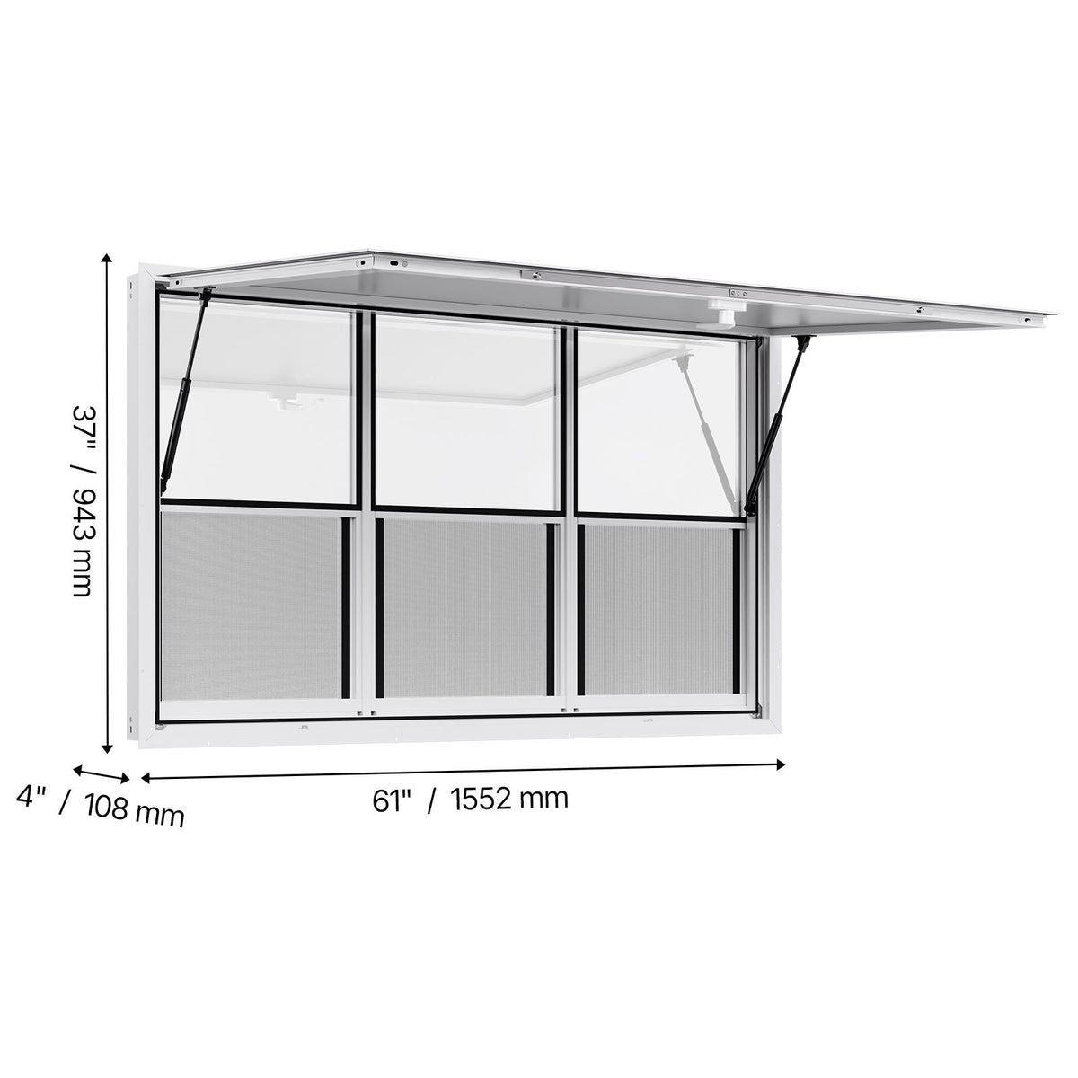 Food Truck Service Window with Six Sliding Panels
