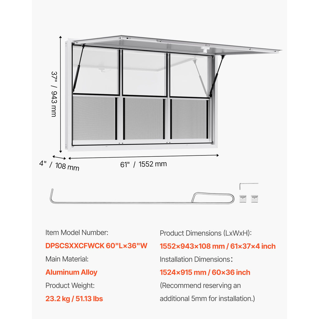 Food Truck Service Window with Six Sliding Panels