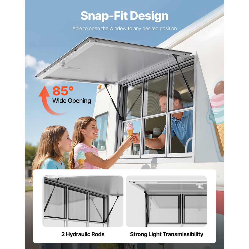 Food Truck Service Window with Six Sliding Panels