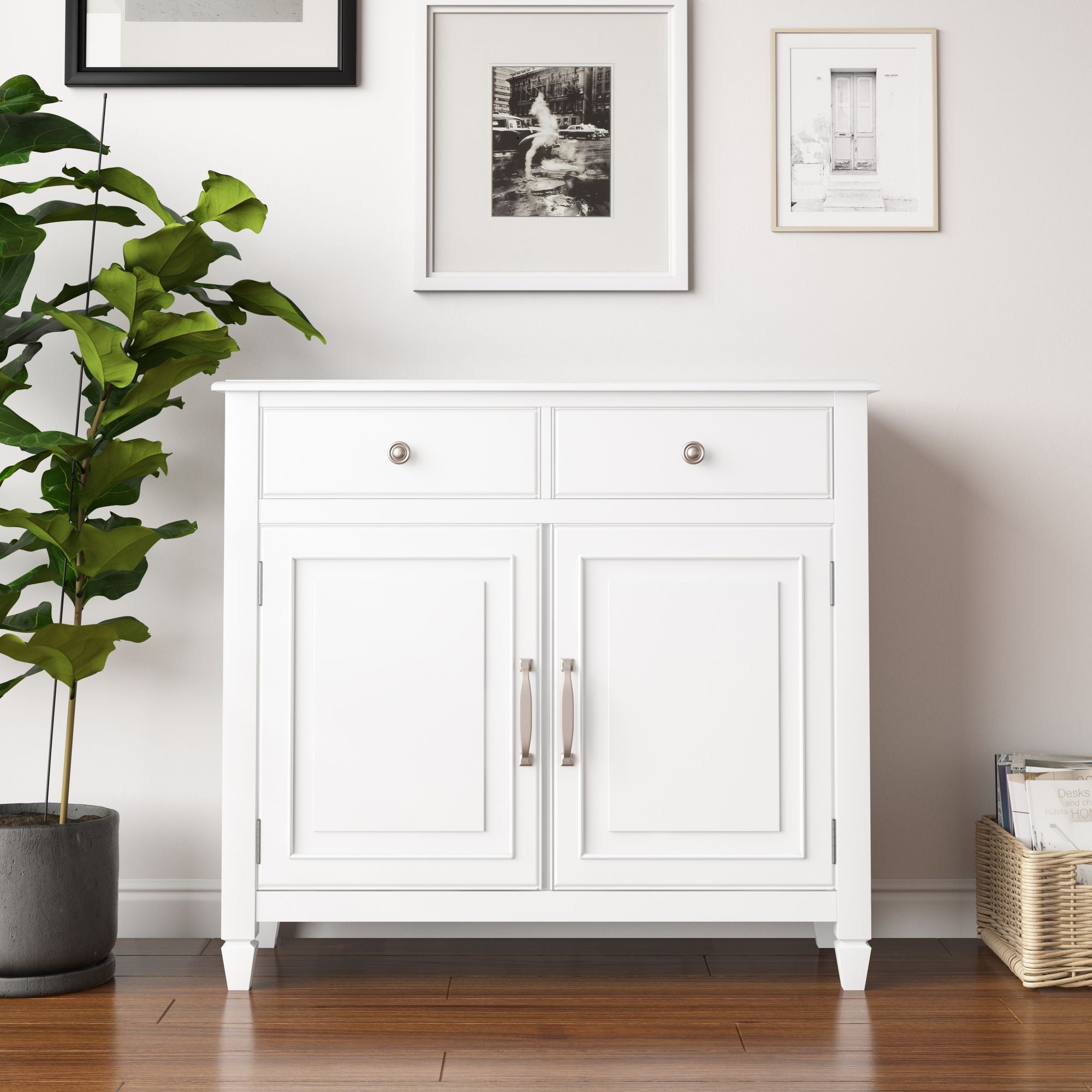 Connaught White Entryway Storage Cabinet with Drawers and Doors