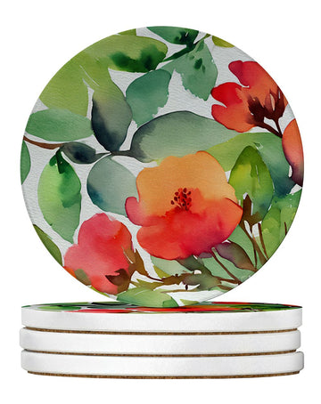 Connecticut Mountain Laurels Watercolor Coaster Set