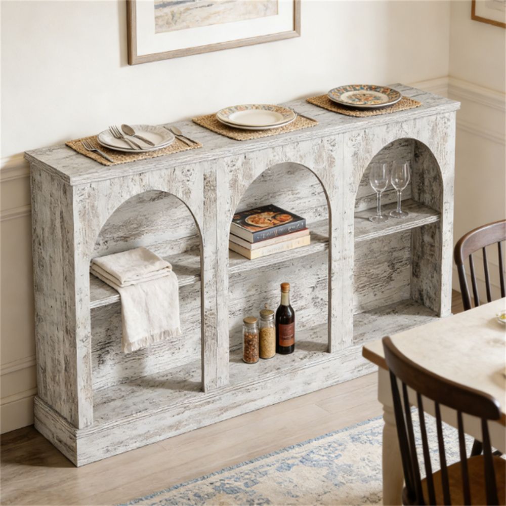 Farmhouse Foyer Console Table with Large Storage Space