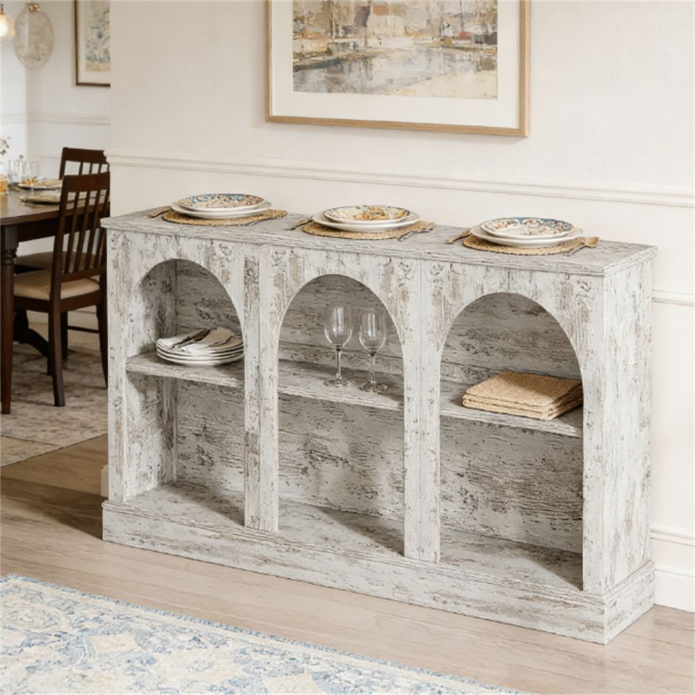 Farmhouse Foyer Console Table with Large Storage Space