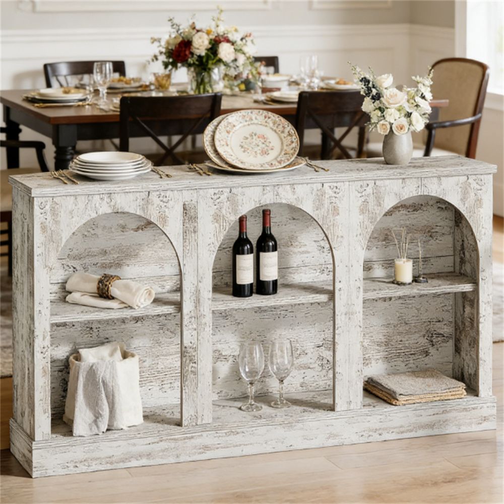 Farmhouse Foyer Console Table with Large Storage Space