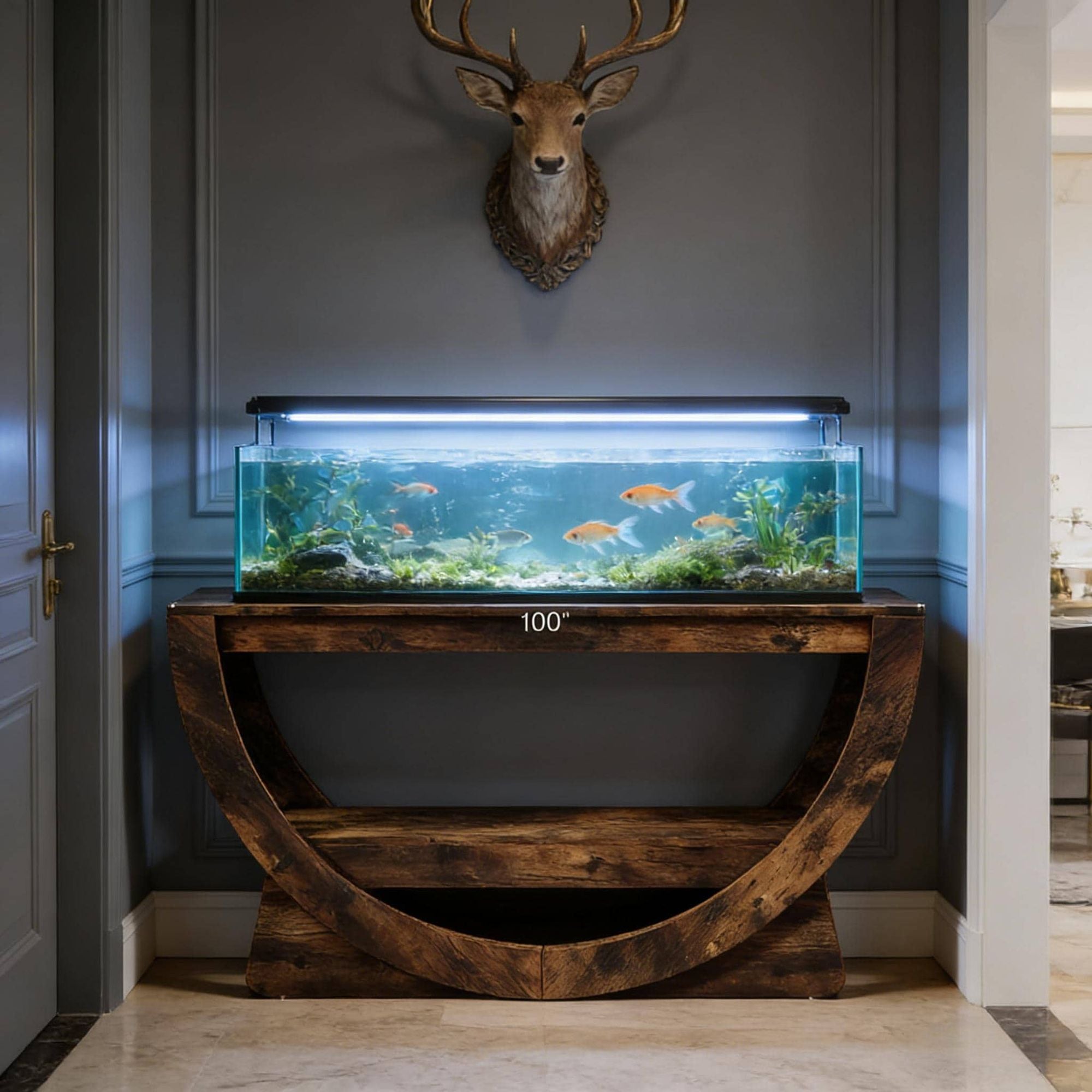Arched Farmhouse Console Table with Open Shelf