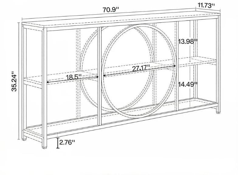 Console Table 70.9 Sofa Table with 3 Tier Storage Shelves Narrow Design for Living