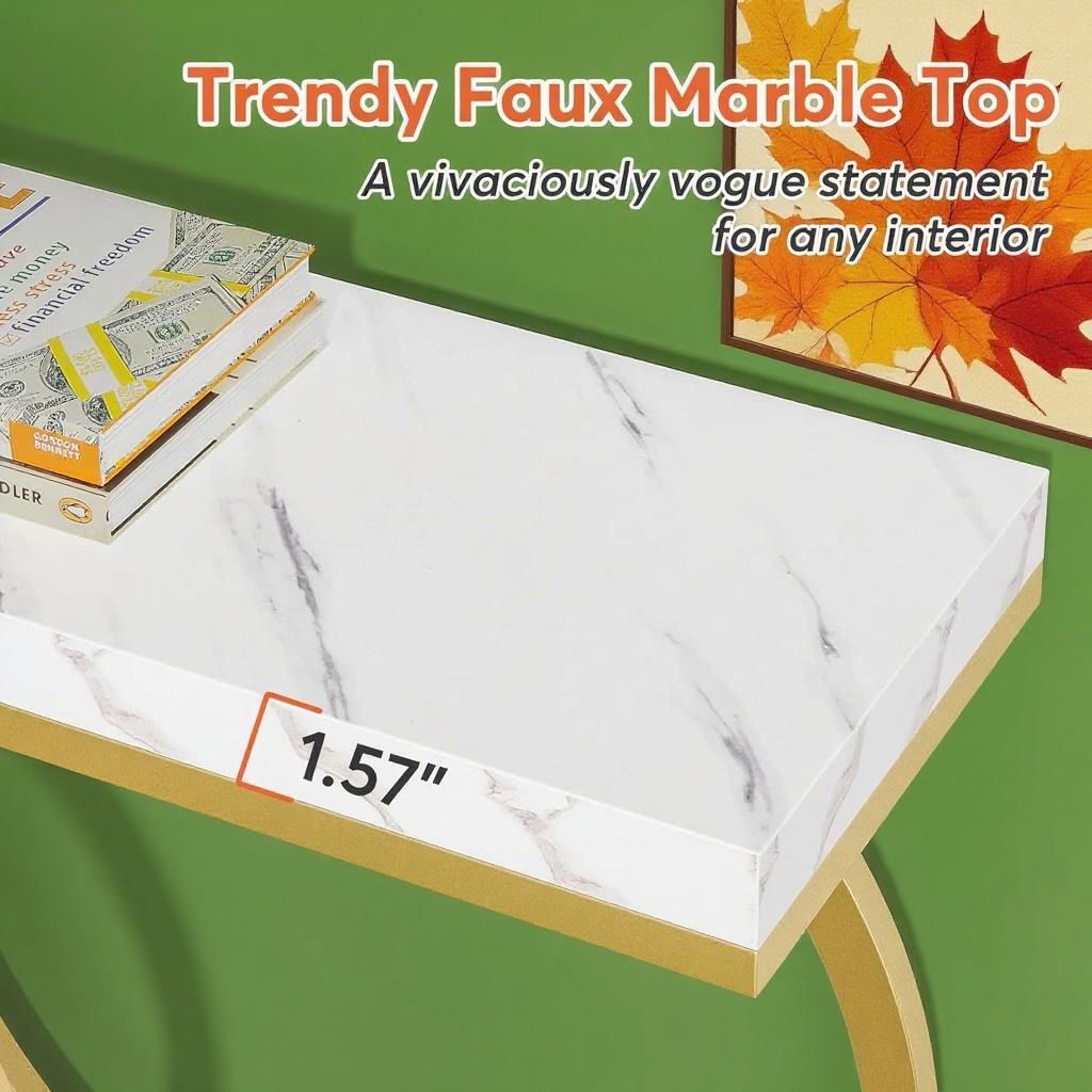 Glamorous Gold Entryway Console Table with Geometric Base