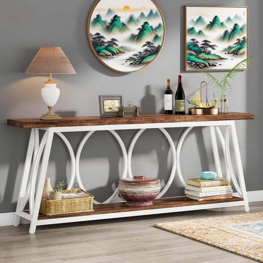Tribesigns Industrial Console Table for Living Room