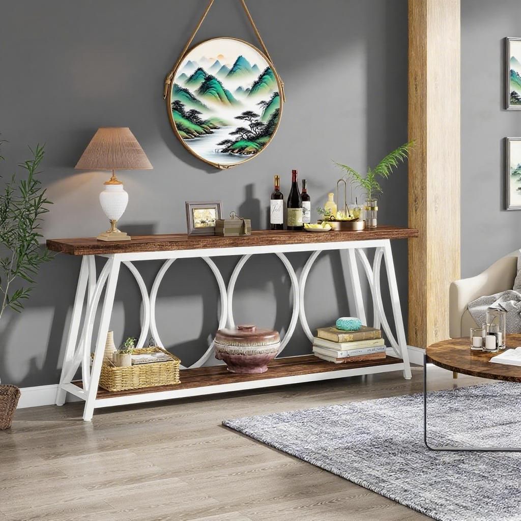 Tribesigns Industrial Console Table for Living Room