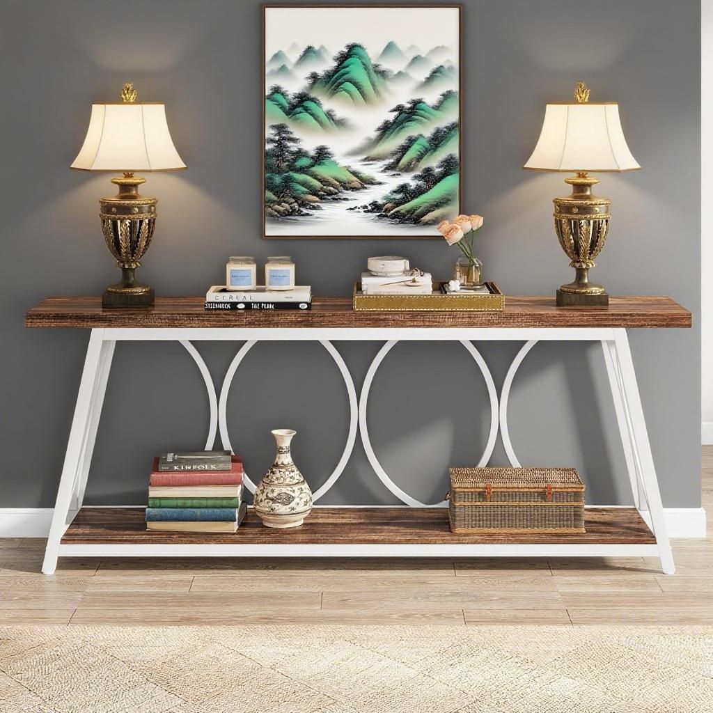 Tribesigns Industrial Console Table for Living Room