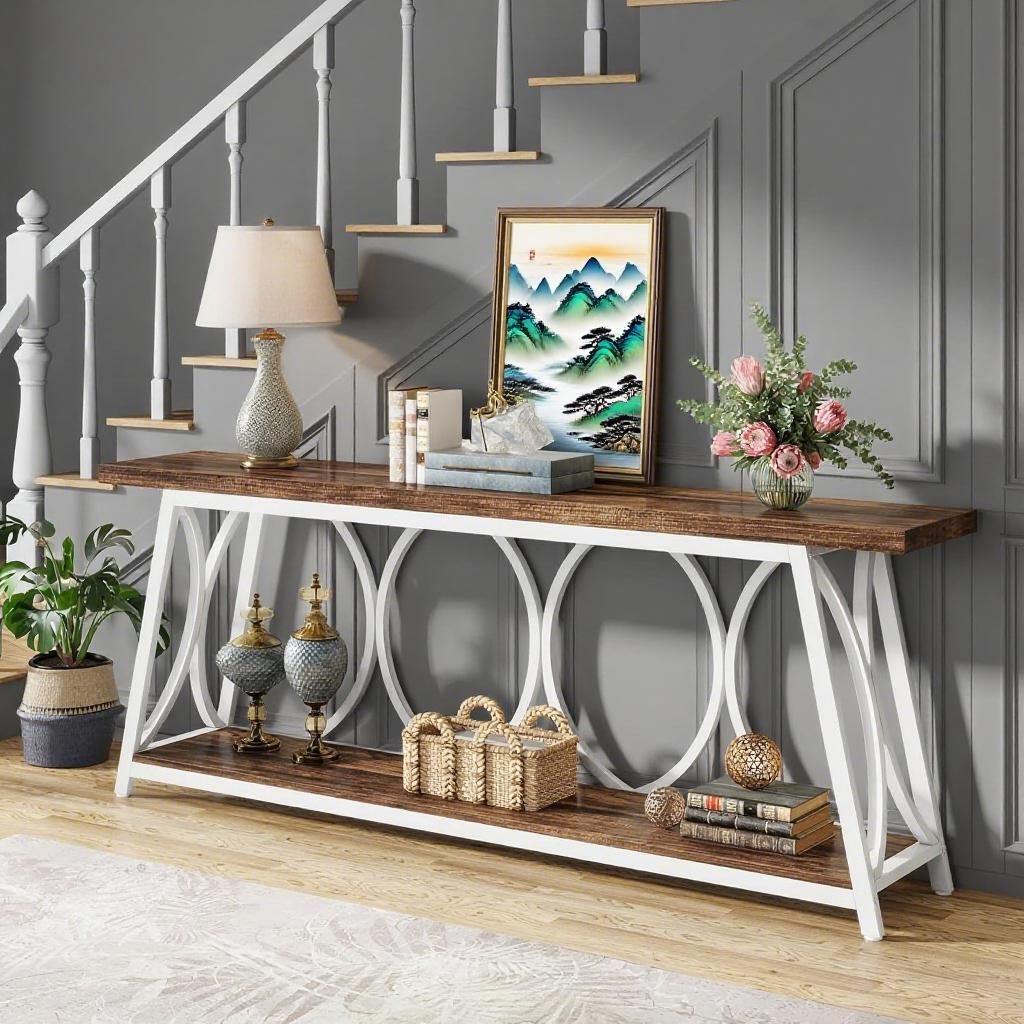 Tribesigns Industrial Console Table for Living Room