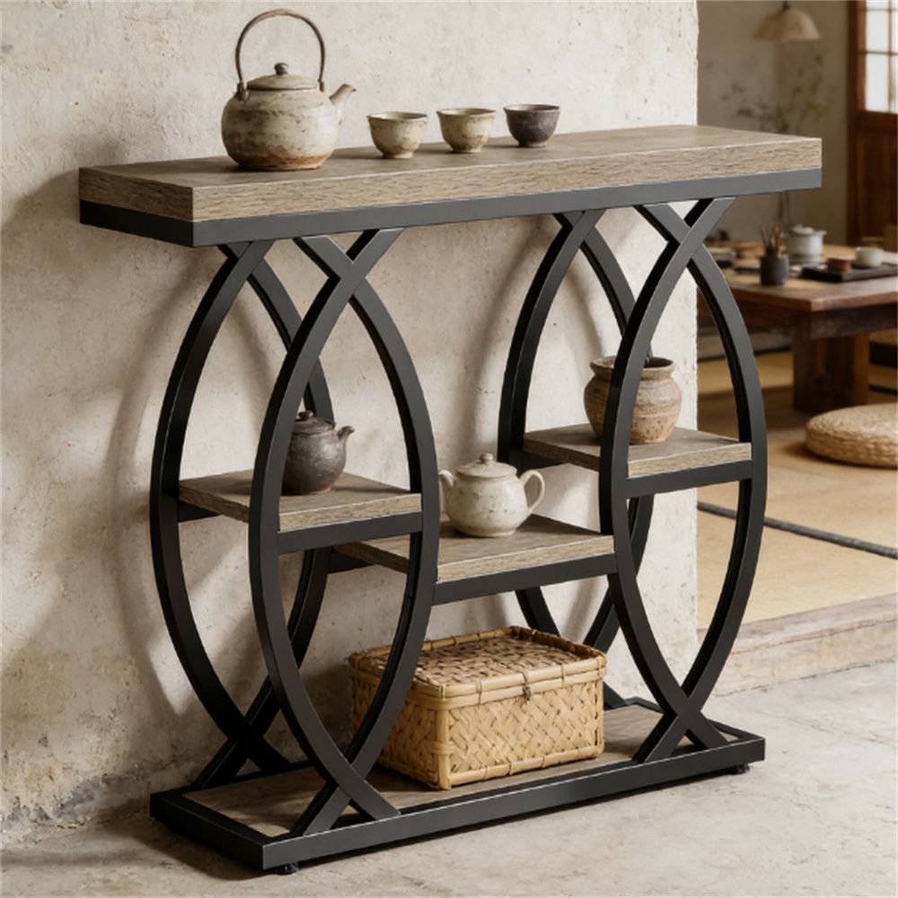Industrial Four-Tier Console for Compact Spaces
