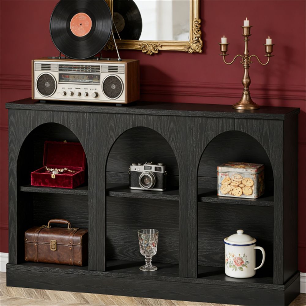 Farmhouse Console Table with Arched Front and Storage
