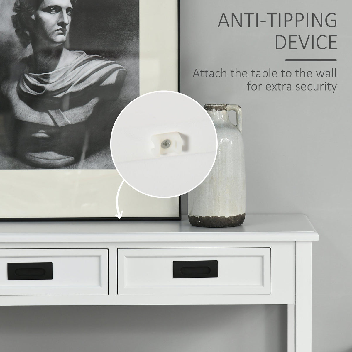 Modern Console Table with Drawers and Open Shelf