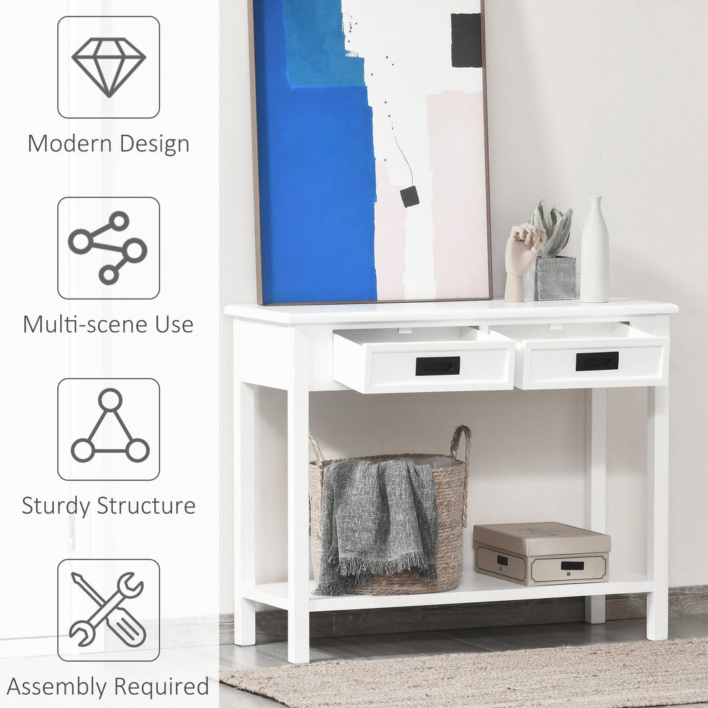 Modern Console Table with Drawers and Open Shelf