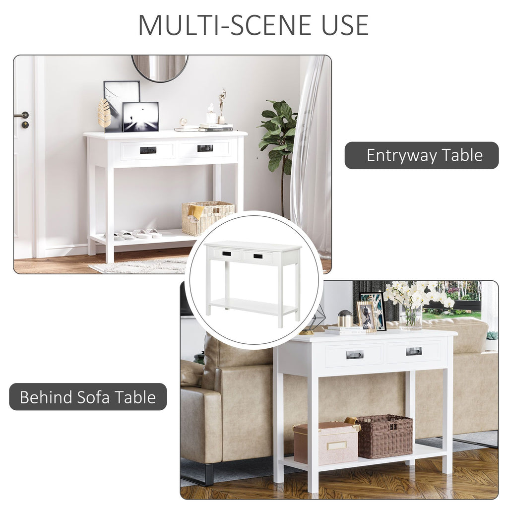 Modern Console Table with Drawers and Open Shelf