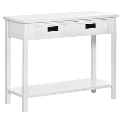 Modern Console Table with Drawers and Open Shelf