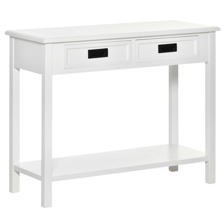 Modern Console Table with Drawers and Open Shelf