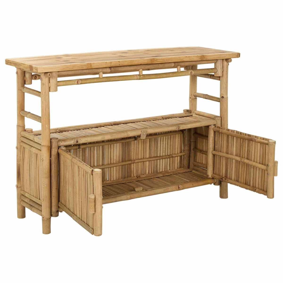 Natural Modern Console Table with Door and Shelves