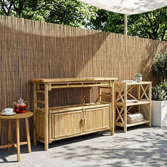 Natural Modern Console Table with Door and Shelves