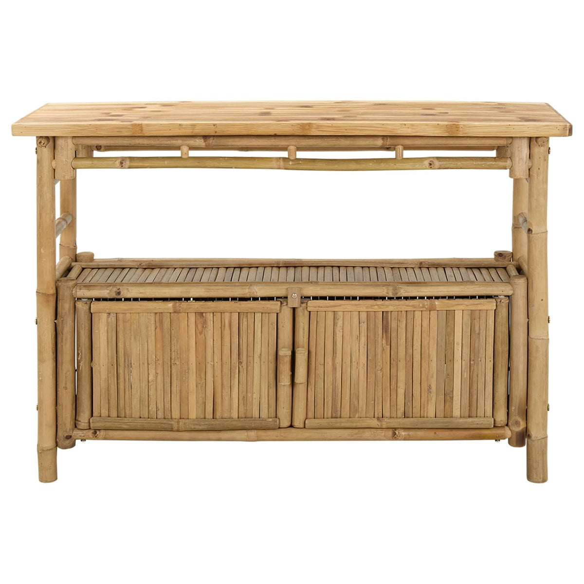 Natural Modern Console Table with Door and Shelves