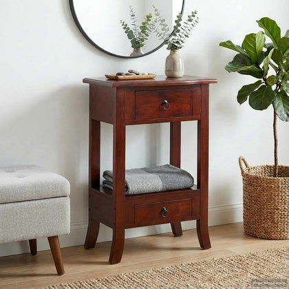 Classic Brown Console Table with Drawer