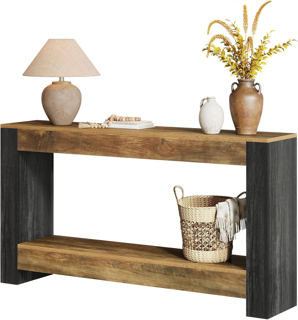 Farmhouse Console Table with Ample Display and Lower Shelf