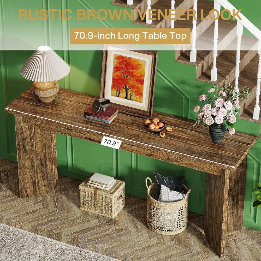Farmhouse Console Table with Rustic Charm and Spacious Surface