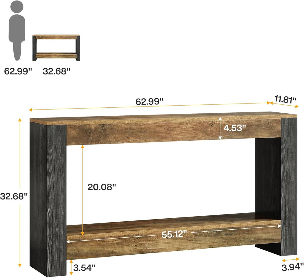 Farmhouse Console Table with Ample Display and Lower Shelf