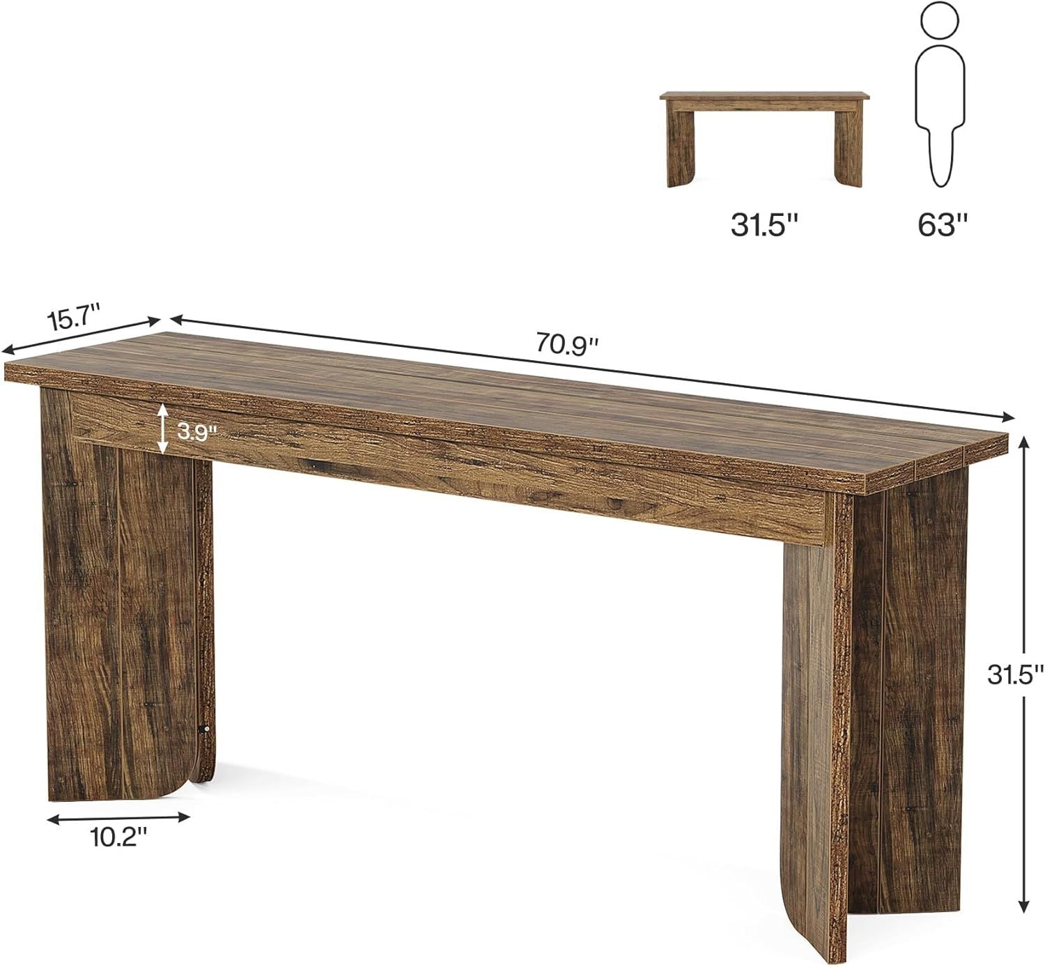 Farmhouse Console Table with Rustic Charm and Spacious Surface