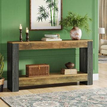 Farmhouse Console Table with Ample Display and Lower Shelf