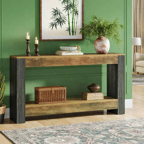 Farmhouse Console Table with Ample Display and Lower Shelf