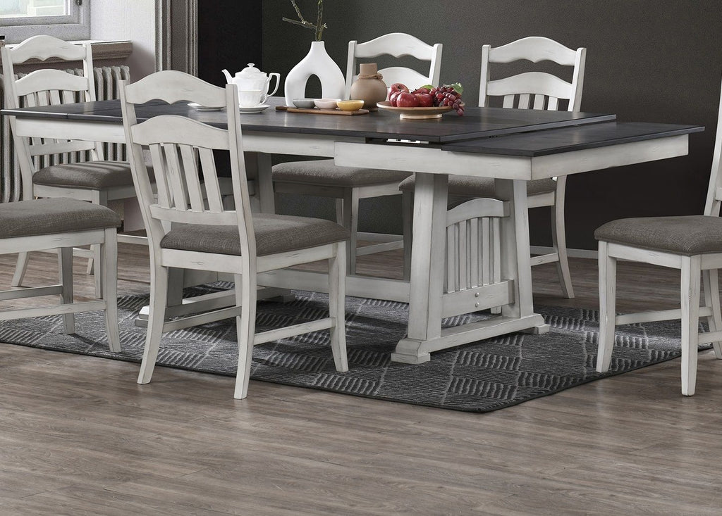 Contemporary Antique White and Gray Extendable Dining Table