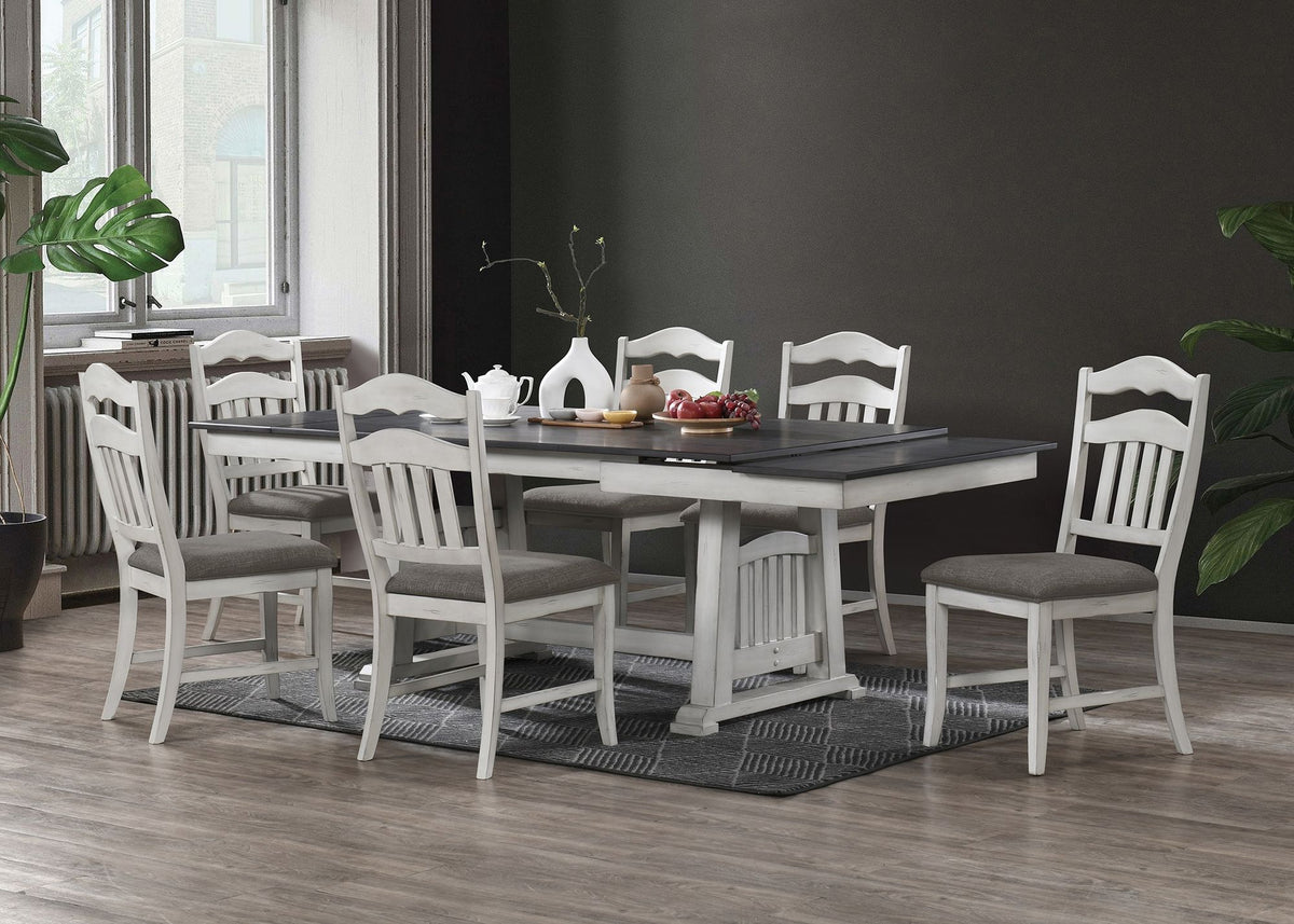 Contemporary Antique White and Gray Extendable Dining Table