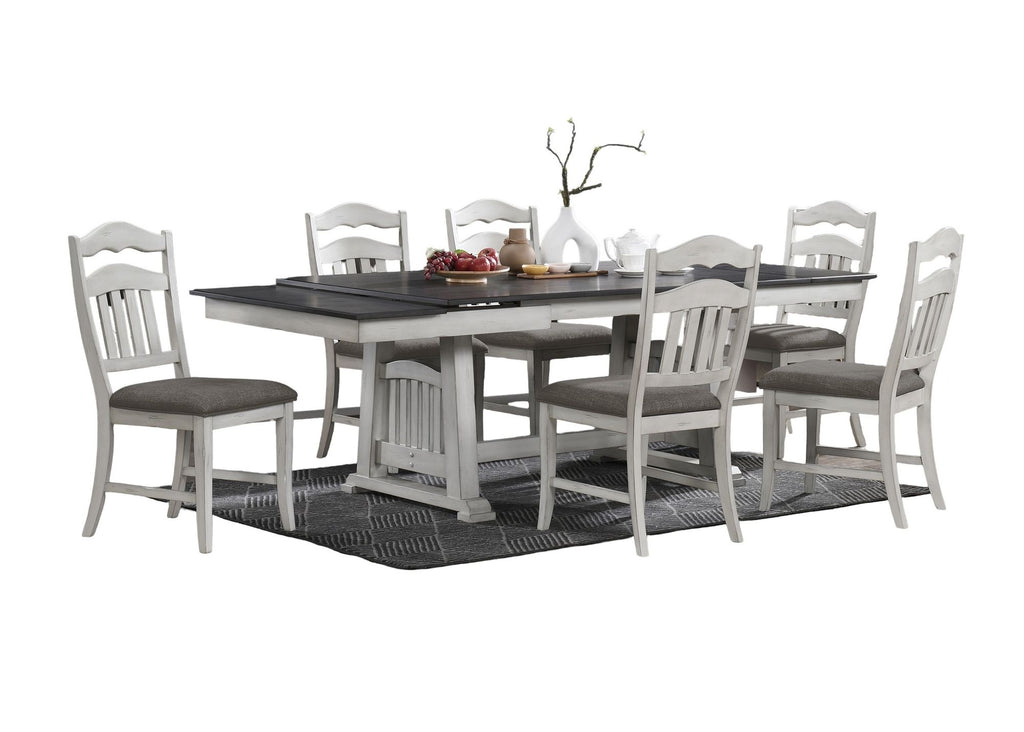 Contemporary Antique White and Gray Extendable Dining Table
