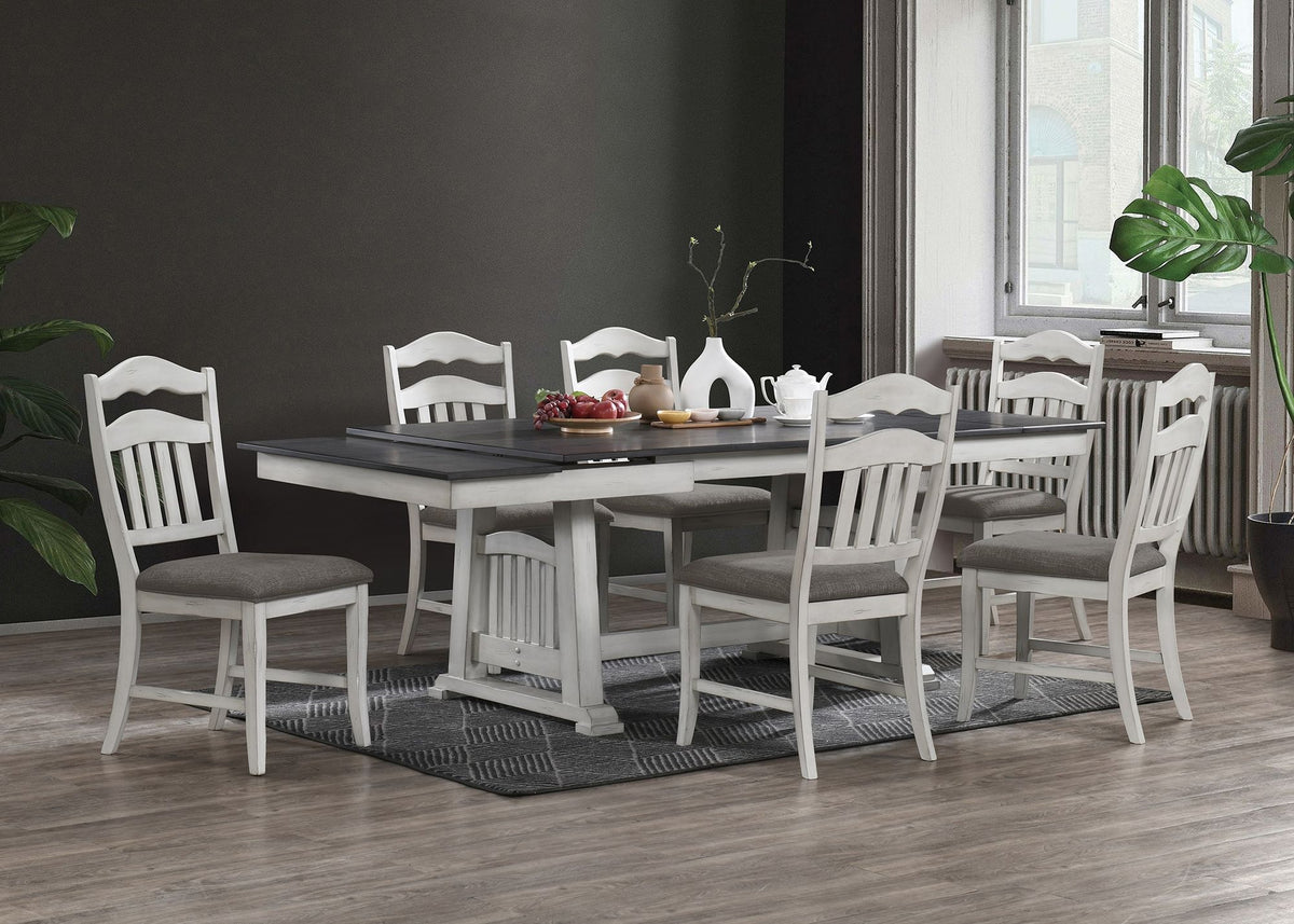 Contemporary Antique White and Gray Extendable Dining Table