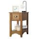 Compact Chairside Table with Drawer and Open Shelf