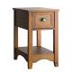 Compact Chairside Table with Drawer and Open Shelf