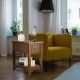 Compact Chairside Table with Drawer and Open Shelf
