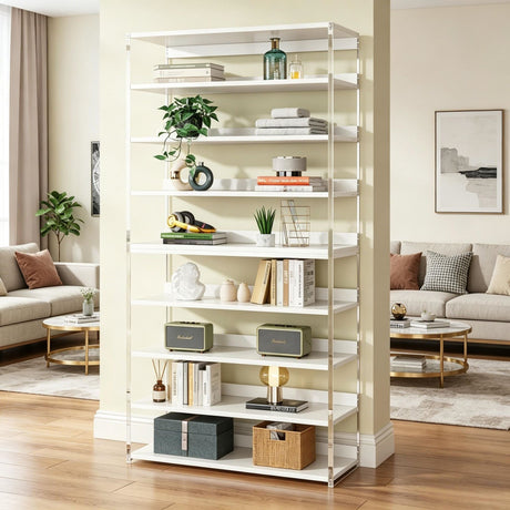 Contemporary Eight-Tier Bookshelf and Shoe Rack
