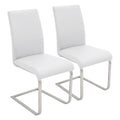 Contemporary Dining Chair Set of 2 – White Faux Leather with Metal Base