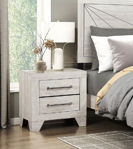 Dusty Gray Oak Nightstand with Two Drawers