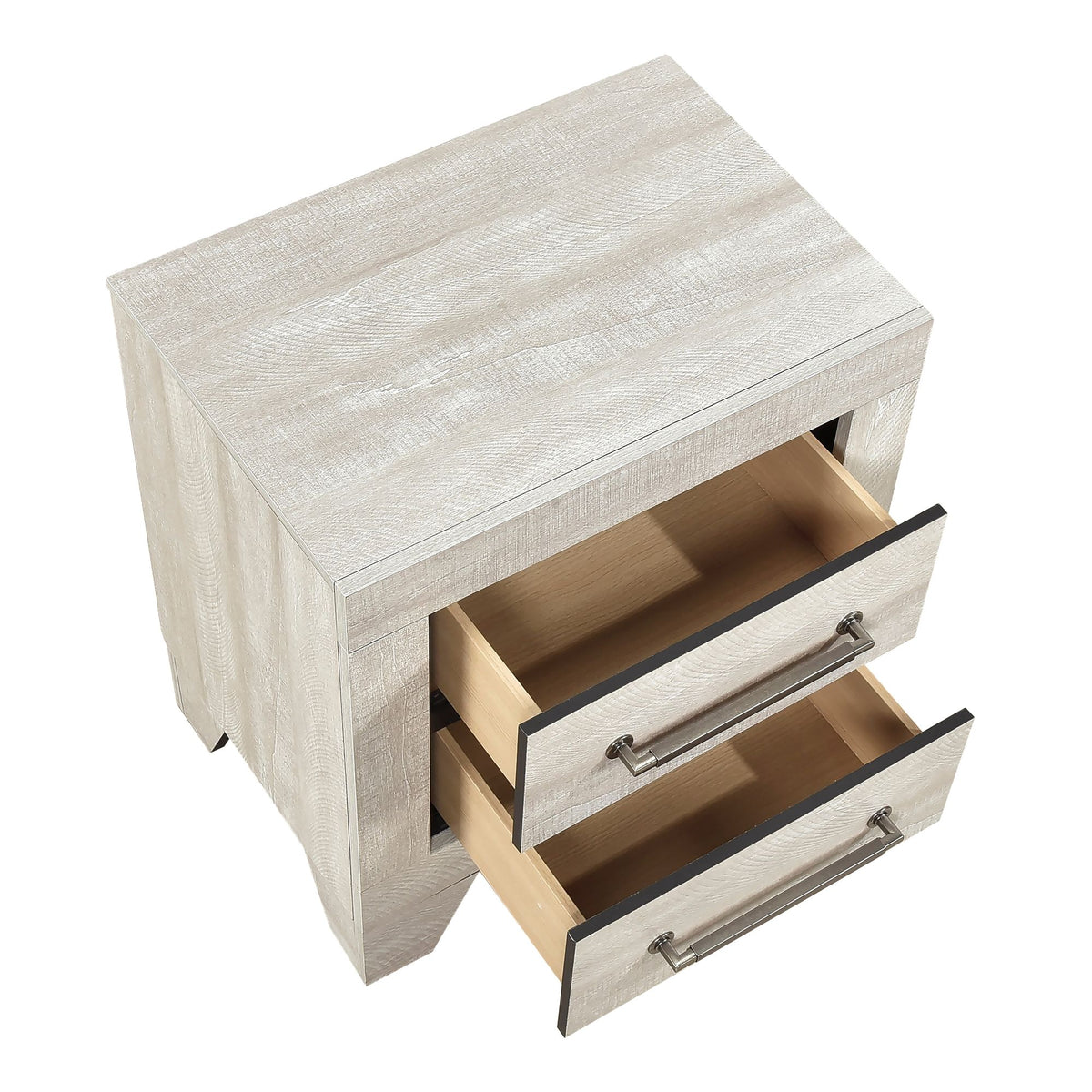 Dusty Gray Oak Nightstand with Two Drawers