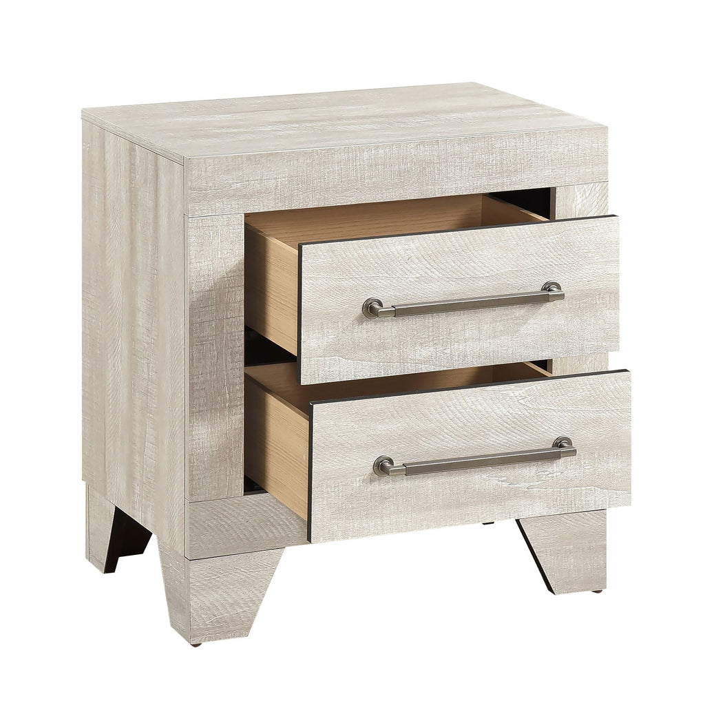Dusty Gray Oak Nightstand with Two Drawers