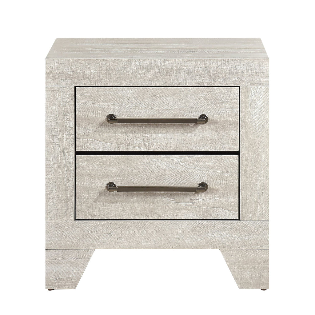 Dusty Gray Oak Nightstand with Two Drawers