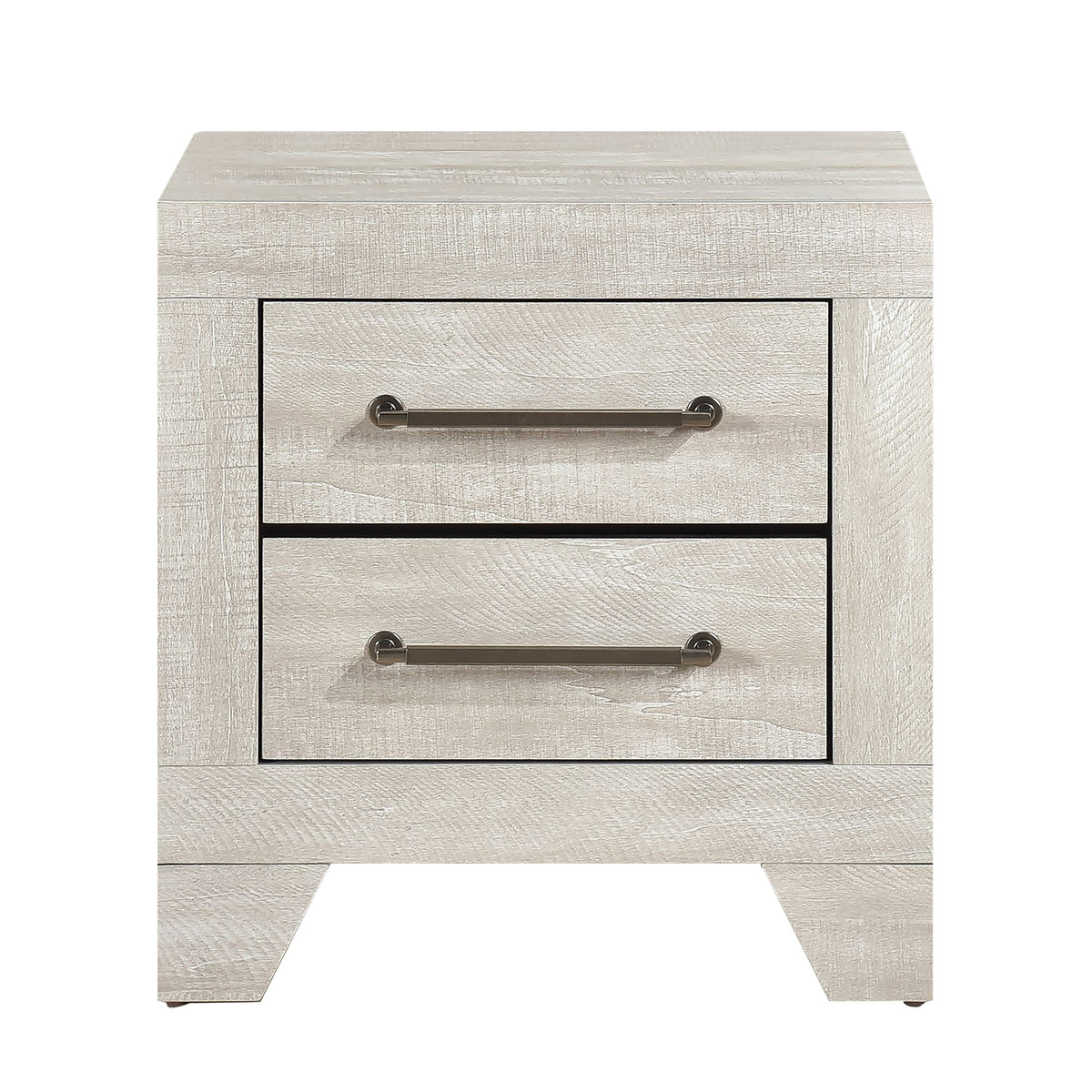 Dusty Gray Oak Nightstand with Two Drawers